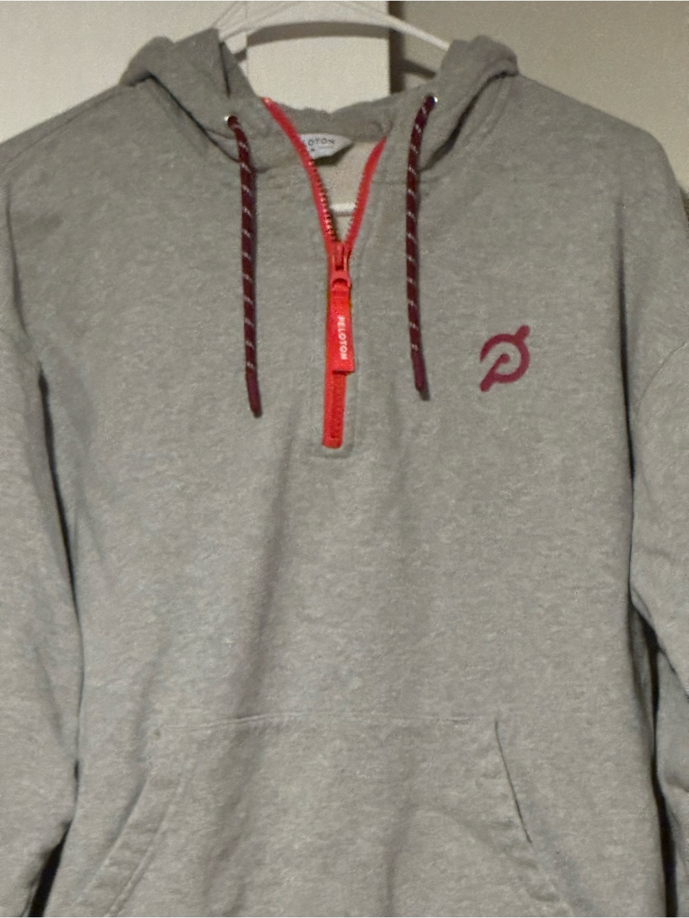 Peloton Gray Half Zip Hoodie Sweatshirt Logo Pullover Women’s Medium - Picture 8 of 9